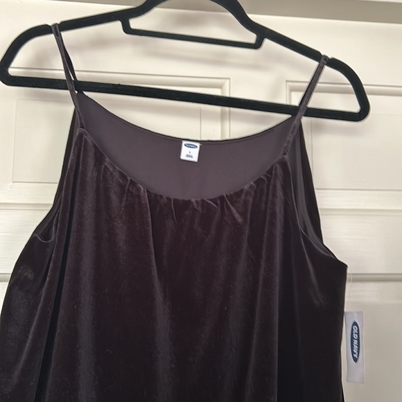 Tiered Velour Swing Top NEW! Black Size Large Velour Camisole Spaghetti Straps - Picture 5 of 12